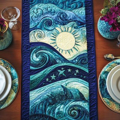 Starry Ocean Quilted Table Runner