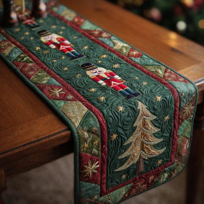 Starry Poinsettia Quilted Table Runner