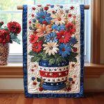 Stars And Stripes Blooms Quilted Table Runner