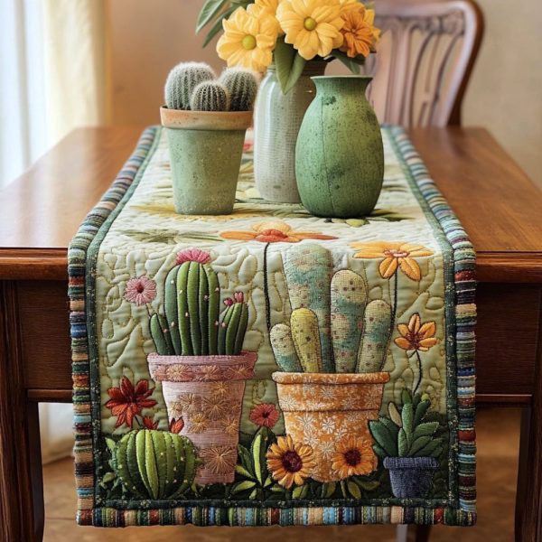Succulent Beauty Quilted Table Runner