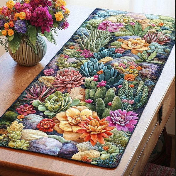 Succulent Garden Quilted Table Runner