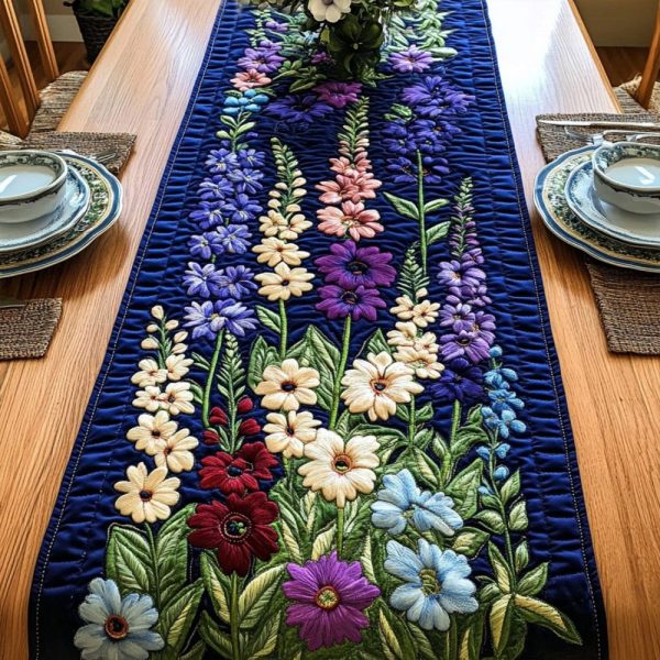 Summer Larkspur Quilted Table Runner