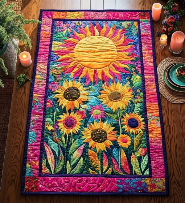 Sunflower Dawn Quilted Table Runner