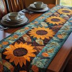 Sunflower Earth Quilted Table Runner
