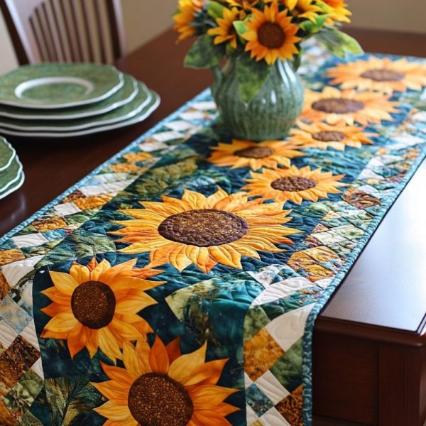 Sunflower Sea Quilted Table Runner