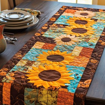 Sunflower Serenity Quilted Table Runner