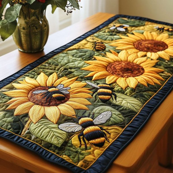 Sunflower Harmony Quilted Table Runner