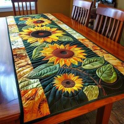 Sunflowers Garden Quilted Table Runner