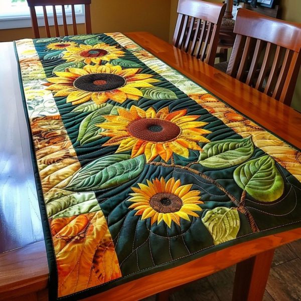 Sunflowers Garden Quilted Table Runner