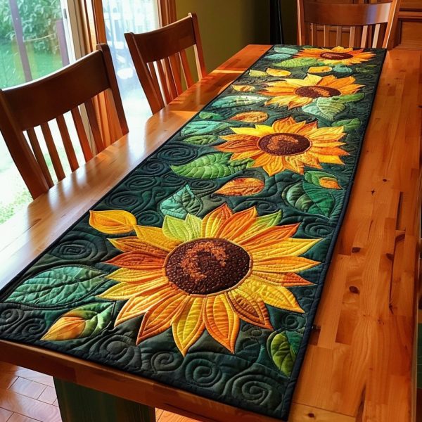 Sunflowers Garden Quilted Table Runner