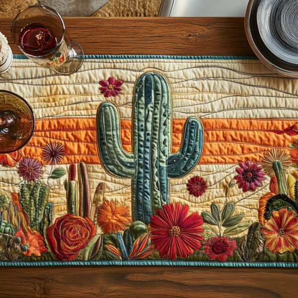 Sunlit Cactus Quilted Table Runner