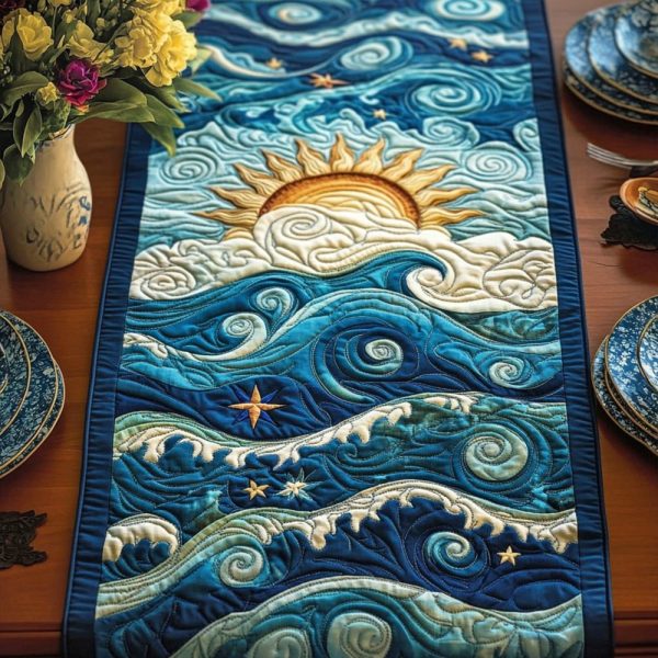 Sunlit Waves Quilted Table Runner