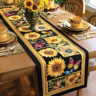 Sunny Horizon Flower Quilted Table Runner