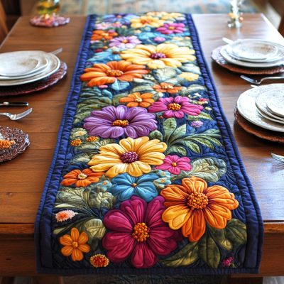 Sunset Daisy Glow Quilted Table Runner