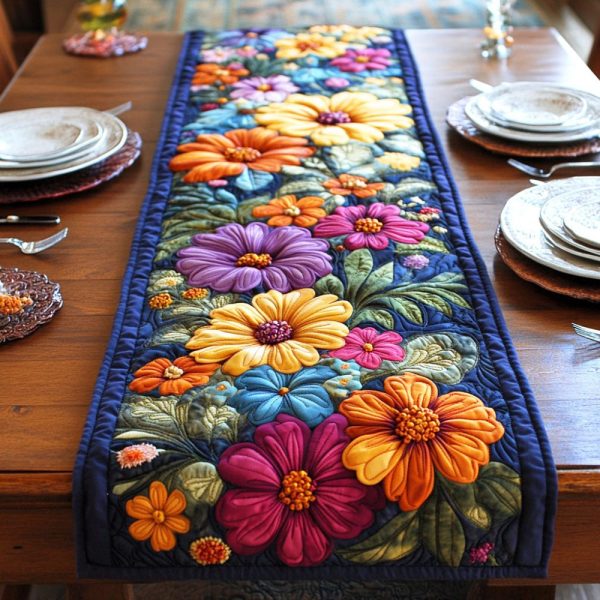 Sunset Daisy Glow Quilted Table Runner