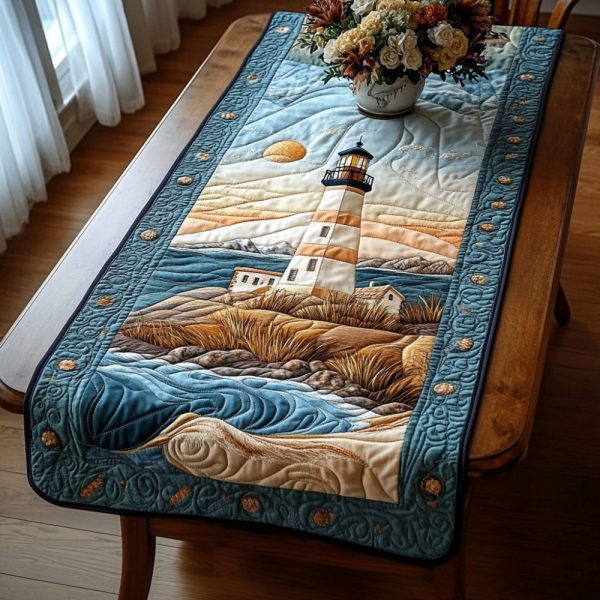 Sunset Lighthouse Quilted Table Runner