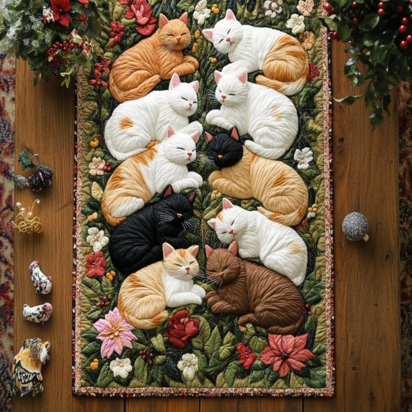 Sweet Dreams Of Whiskers Quilted Table Runner