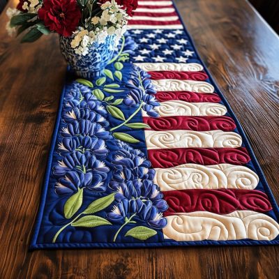 Texas Bluebonnet Quilted Table Runner