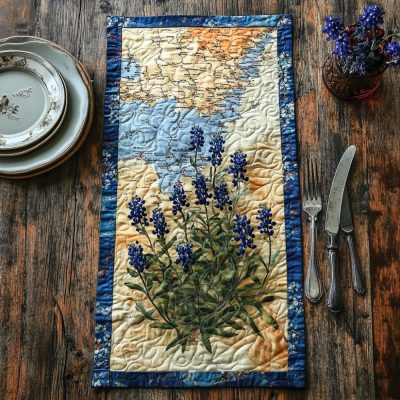 Texas Bluebonnet Bliss Quilted Table Runner