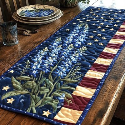 Texas Wild Bluebonnets Quilted Table Runner
