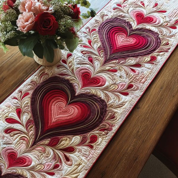 Timeless Romance Trail Quilted Table Runner