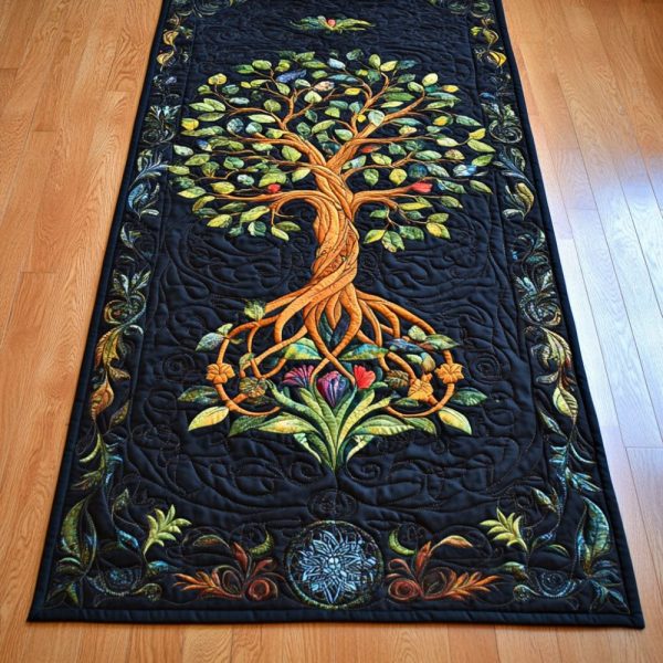 Tree Of Wisdom Quilted Table Runner