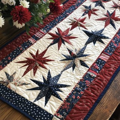 Tribute To The Stars Quilted Table Runner