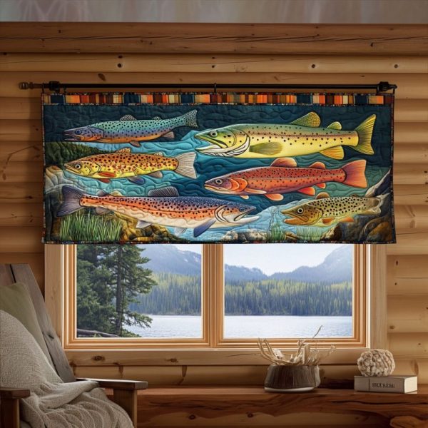Trophy Trout Quilted Valance