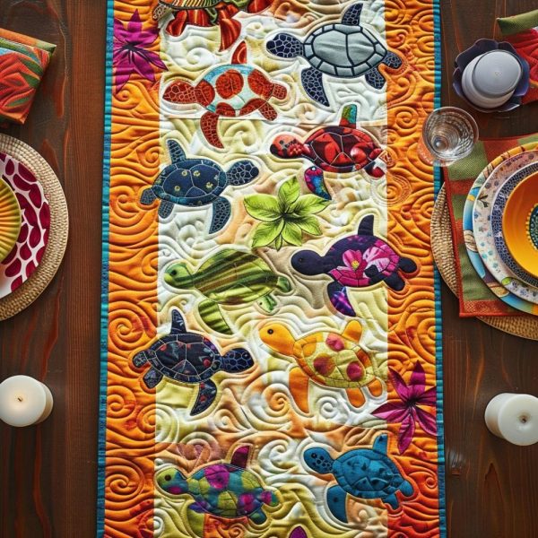 Tropical Turtle Dream Quilted Table Runner