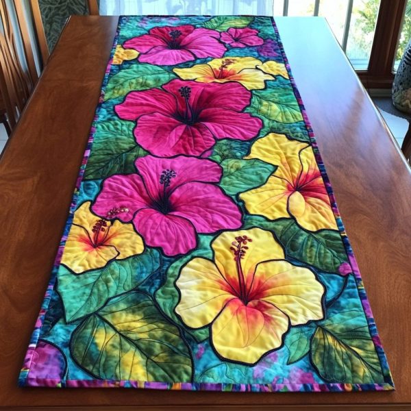 Tropical Bloom Quilted Table Runner