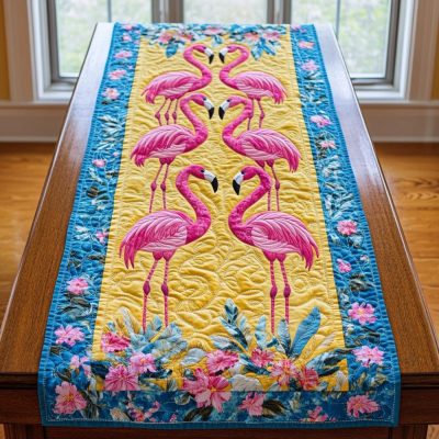 Tropical Flamingo Quilted Table Runner