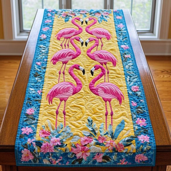 Tropical Flamingo Quilted Table Runner