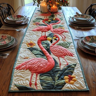 Tropical Flamingo Quilted Table Runner