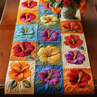 Tropical Patchwork Quilted Table Runner
