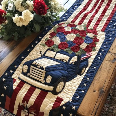 Truck Of Honor Quilted Table Runner