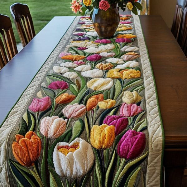 Tulip Garden Quilted Table Runner