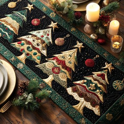 Twilight Pines Quilted Table Runner