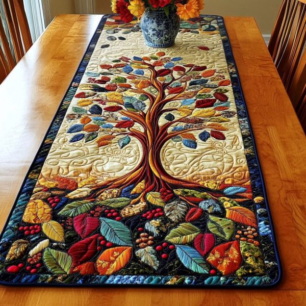 Vibrant Autumn Bliss Quilted Table Runner