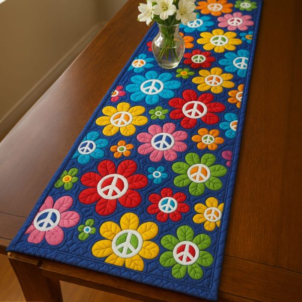 Vibrant Peace Quilted Table Runner
