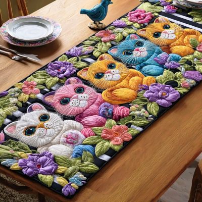 Vibrant Tail Whirl Quilted Table Runner