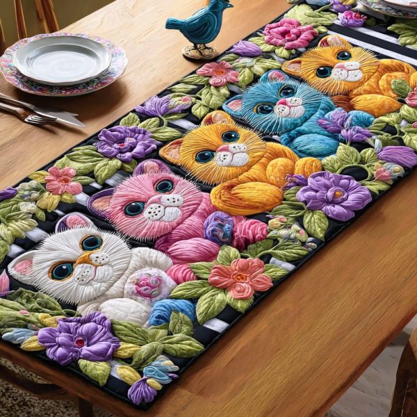 Vibrant Tail Whirl Quilted Table Runner