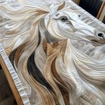 Vibrant White Horse Quilted Table Runner