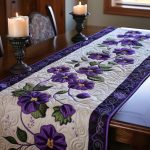 Violet Flowers Quilted Table Runner