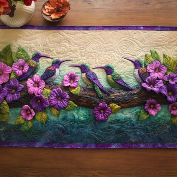 Violet Symphony Quilted Table Runner