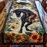 Vivid Black Horse Quilted Table Runner