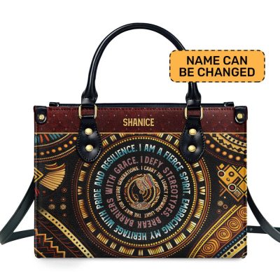 Mantra - I Am A Fierce Spirit - Personalized Leather Handbag Mb03