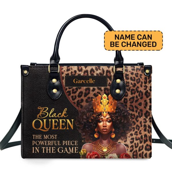 Black Queen Is Powerful - Personalized Leather Handbag Mb24