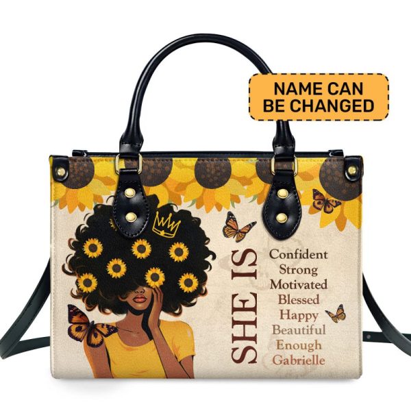 She Is - Personalized Leather Handbag Sb12
