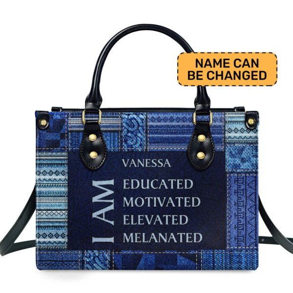 I Am - Jean Personalized Leather Handbag Sb28