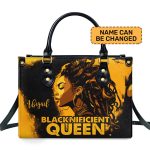 Blacknificient Queen - Personalized Leather Handbag Stb11A